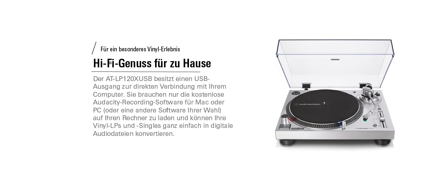 Програвач вінілу Audio-Technica LP120XUSBBK з прямим приводом, аналоговий та USB, чорний
