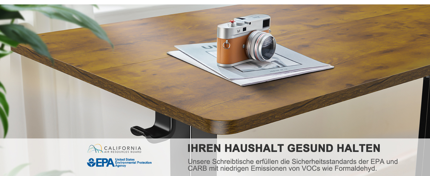 Електричний регульований стіл ErGear 140x70 см з пам'яттю, для дому та офісу, з підключенням, вінтажний, колір дерева