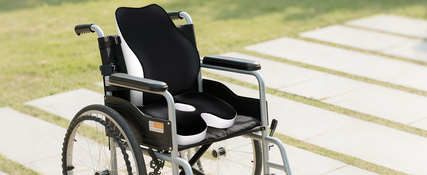 Набір подушок для сидіння з memory foam: для офісного крісла, авто, дому та подорожей. Комфорт спини та сідниць. Чорний колір