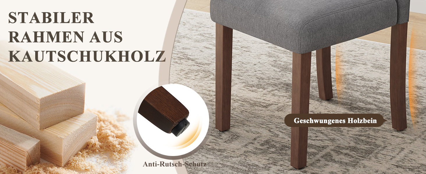 COLAMY Комплект з 2 обідніх стільців, м'який дизайн, спинка, для кухні, ресторану, сірий колір