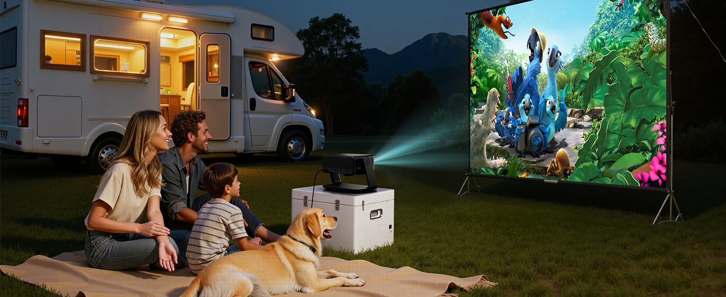 Проектор Beamer 4K з Wi-Fi 6 та Bluetooth, 28000 Люмен, електричний фокус, підтримка Netflix, 10000+ Apps, для дому та на вулицю