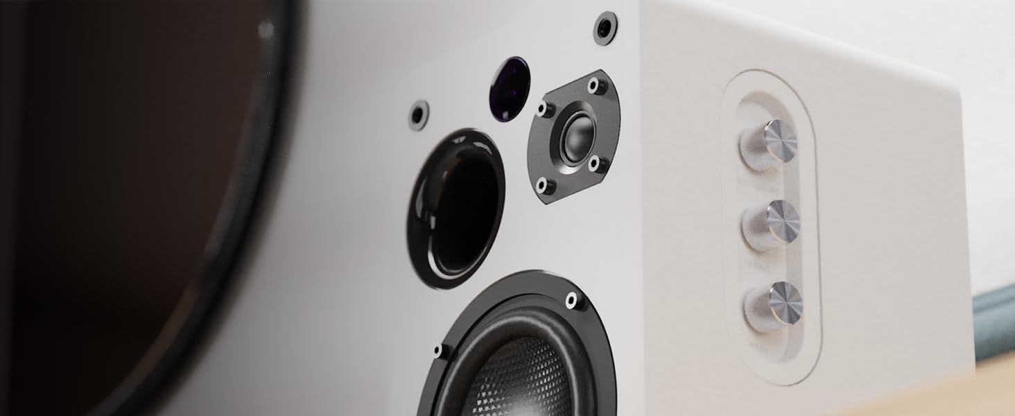 Bluetooth колонка Majority D70X 70W з HDMI ARC, пультам ДК та двома драйверами (біла) - активні монітори для ПК, DJ, студії
