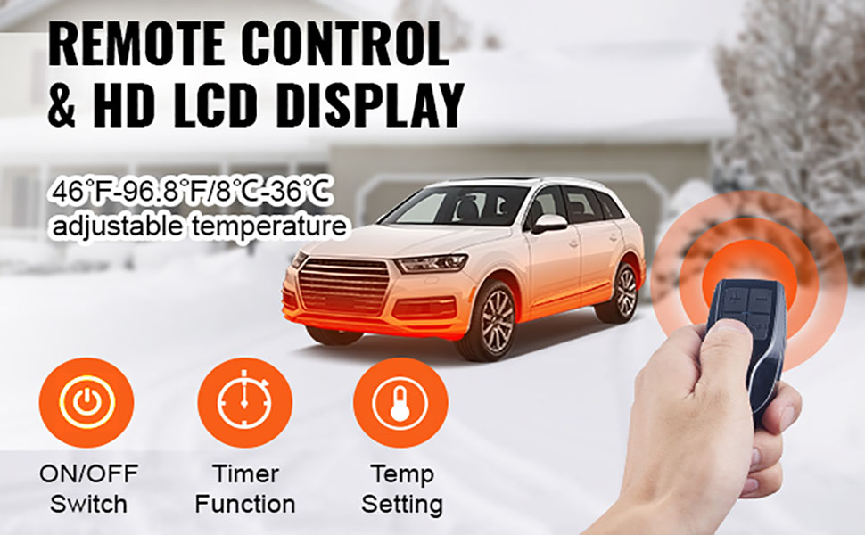 Автономний дизельний обігрівач повітря VEVOR 12V 8кВт з LCD-дисплеєм та пультом керування (10 м) для авто, автобусів та вантажівок