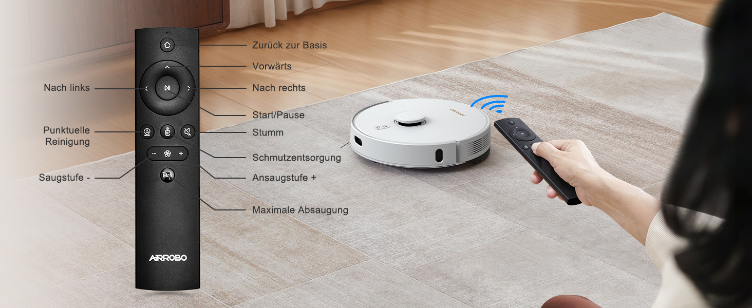 Робот-пилосос AIRROBO з функцією миття, 3.5л, док-станція для самостійного очищення, 180хв роботи, LiDAR-навігація, потужний, керування через додаток