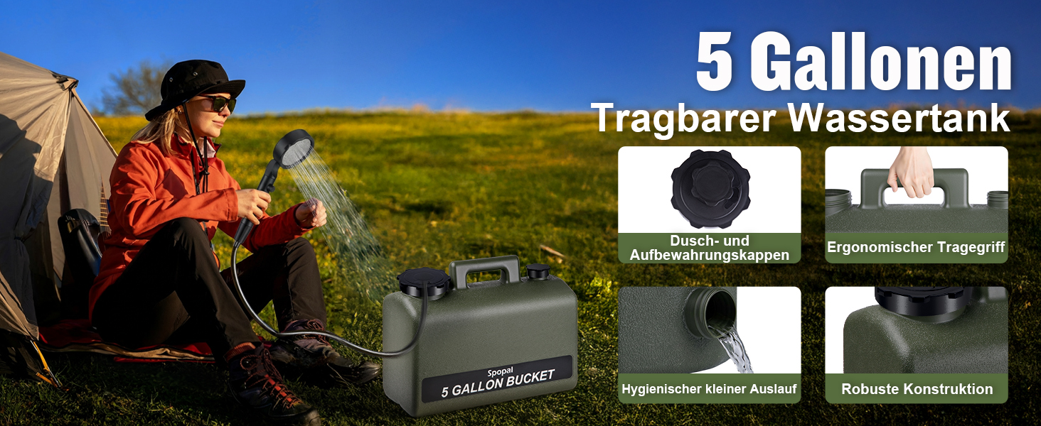 Портативна душова кабіна для кемпінгу з акумулятором 10000mAh та 20л баком, комплект для відпочинку на природі, саду, автомийки та тварин