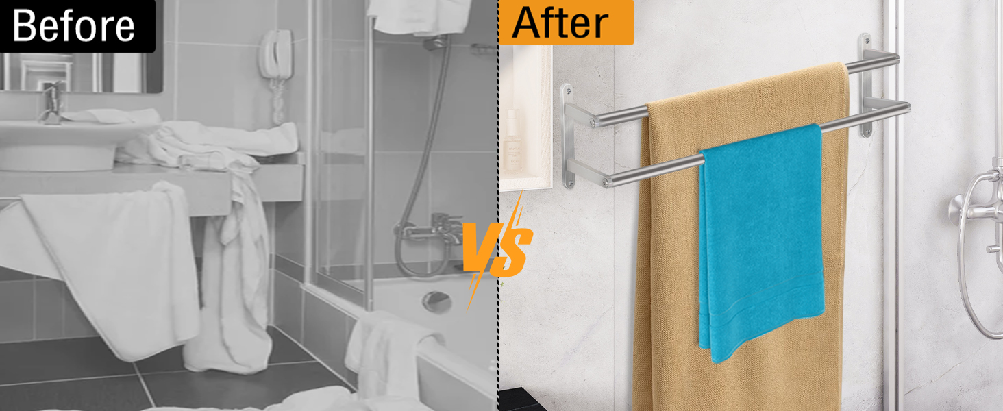 Тримач для рушників на стіну, 60 см, нержавіюча сталь, для ванної кімнати, спальні, кухні, щіткова нікель