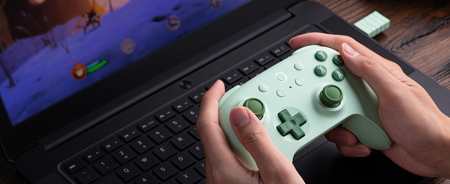 8BitDo Ultimate 2C: Бездротовий контролер для ПК Windows та Android, 1000 Гц, Hall-ефект, Turbofunktion (Зелений)