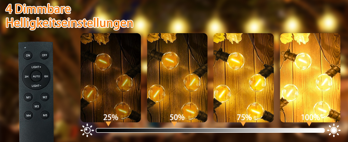 LED гірлянда для зовнішнього використання, G40 лампочки, ABS пластик, сонячна, вологостійка, для романтичного декору саду та балкону (24V, 20M, 33 лампочки)