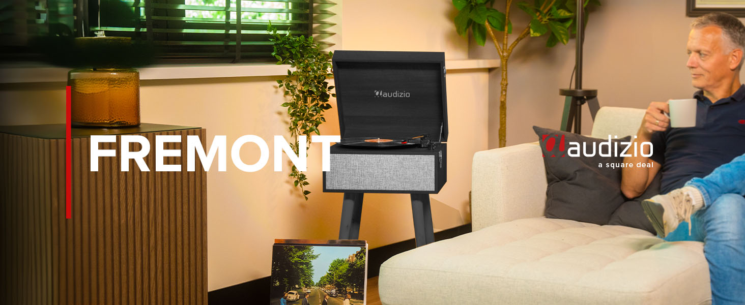 Вініловий програвач Fremont Retro з Bluetooth, динаміками та підставкою, для платівок 7'', 10'', 12'', дерев'яний корпус
