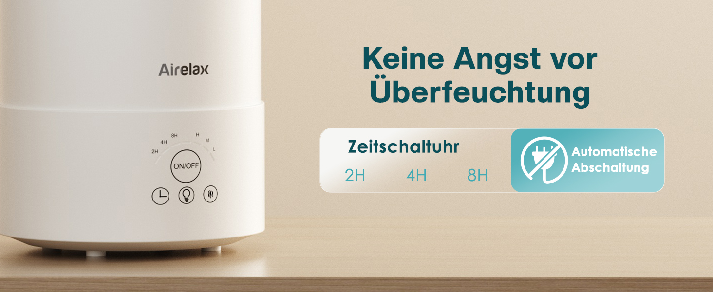 Зволожувач повітря Airelax 2.5л, Ультразвуковий, Зволожувач для спальні з подвійним розпиленням 360°, Тихий (23дБ), Аромадифузор з режимом сну, Автовимкнення