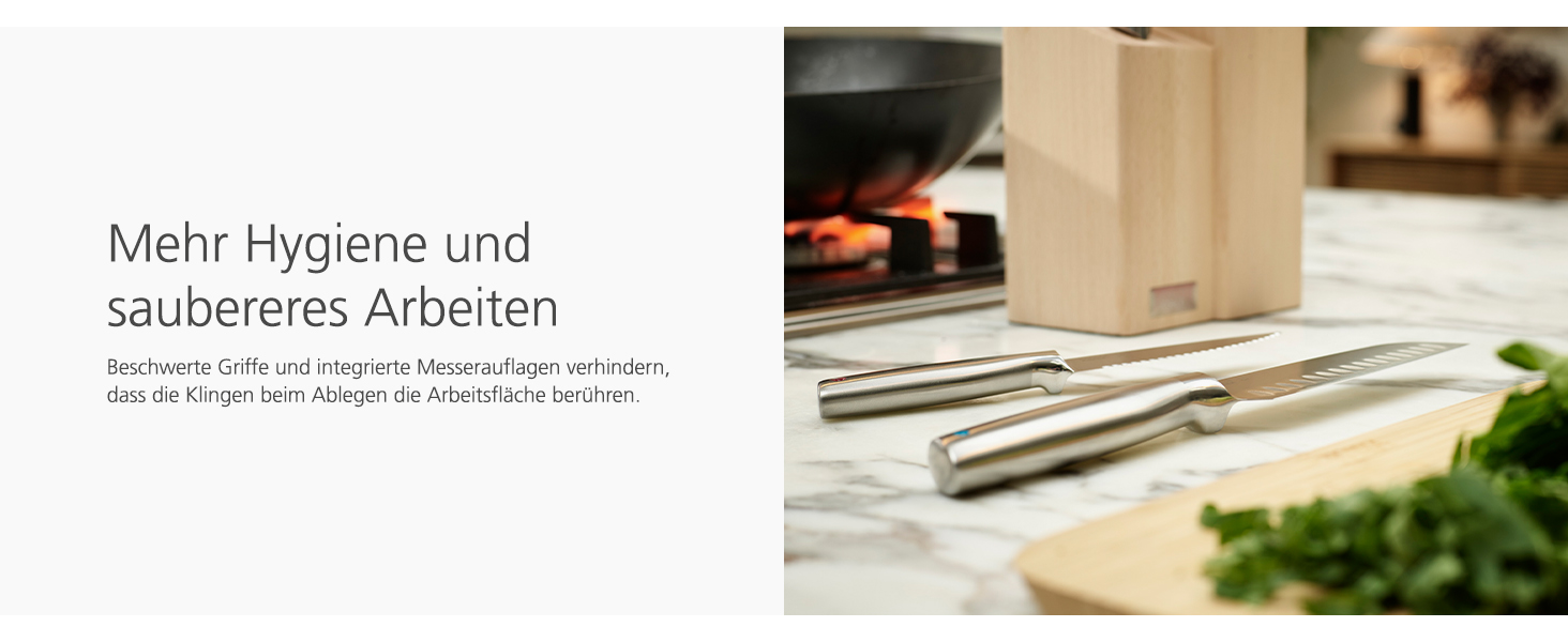 Набір ножів Fusion Joseph Joseph 5 предметів: кухонний ніж, ніж для м'яса, ножиці, дерев'яний блок для ножів