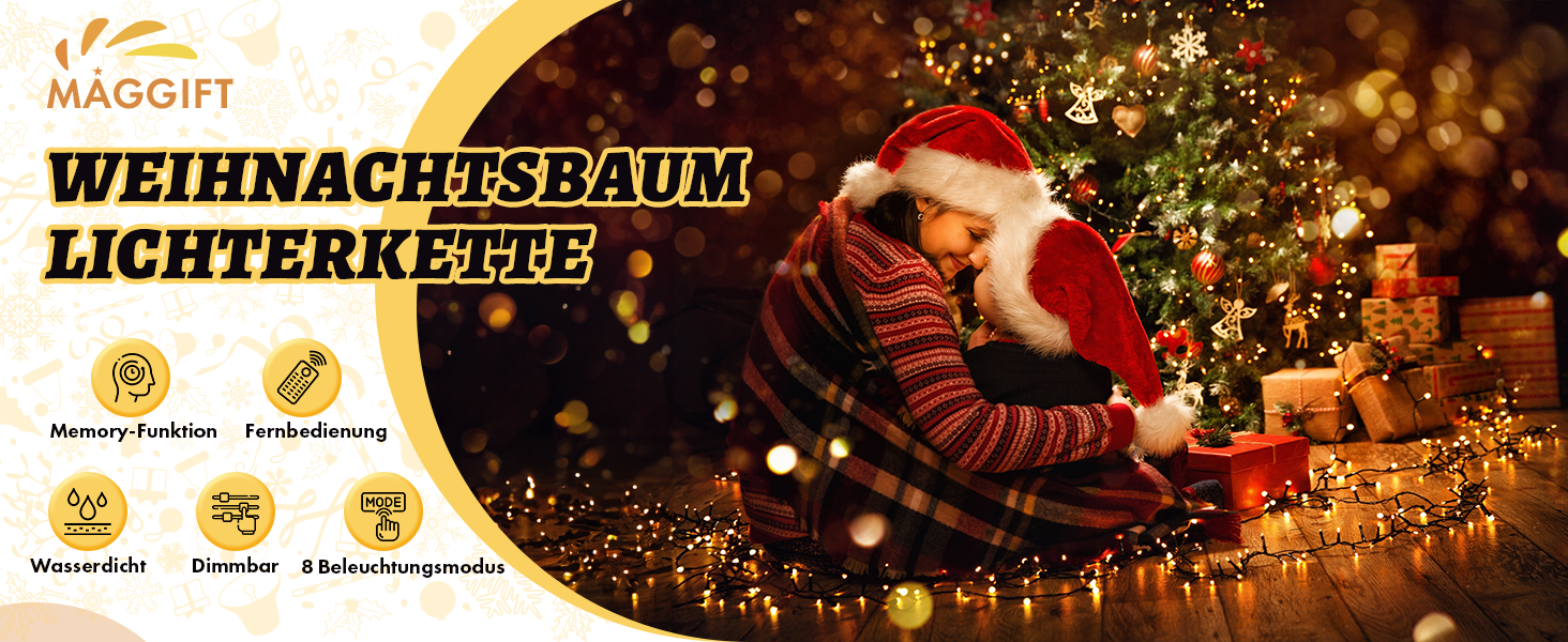 Світлодіодна гірлянда MAGGIFT 40м 400 LED для вулиці та дому, теплий білий колір, IP44 водонепроникна, з пультом керування та таймером, 8 режимів роботи для саду, весілля та Різдва