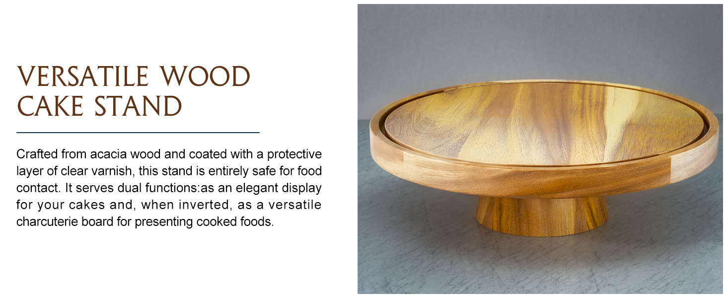 Дерев'яна підставка для тортів з кришкою, 30 см, поворотна, для випічки та декорування