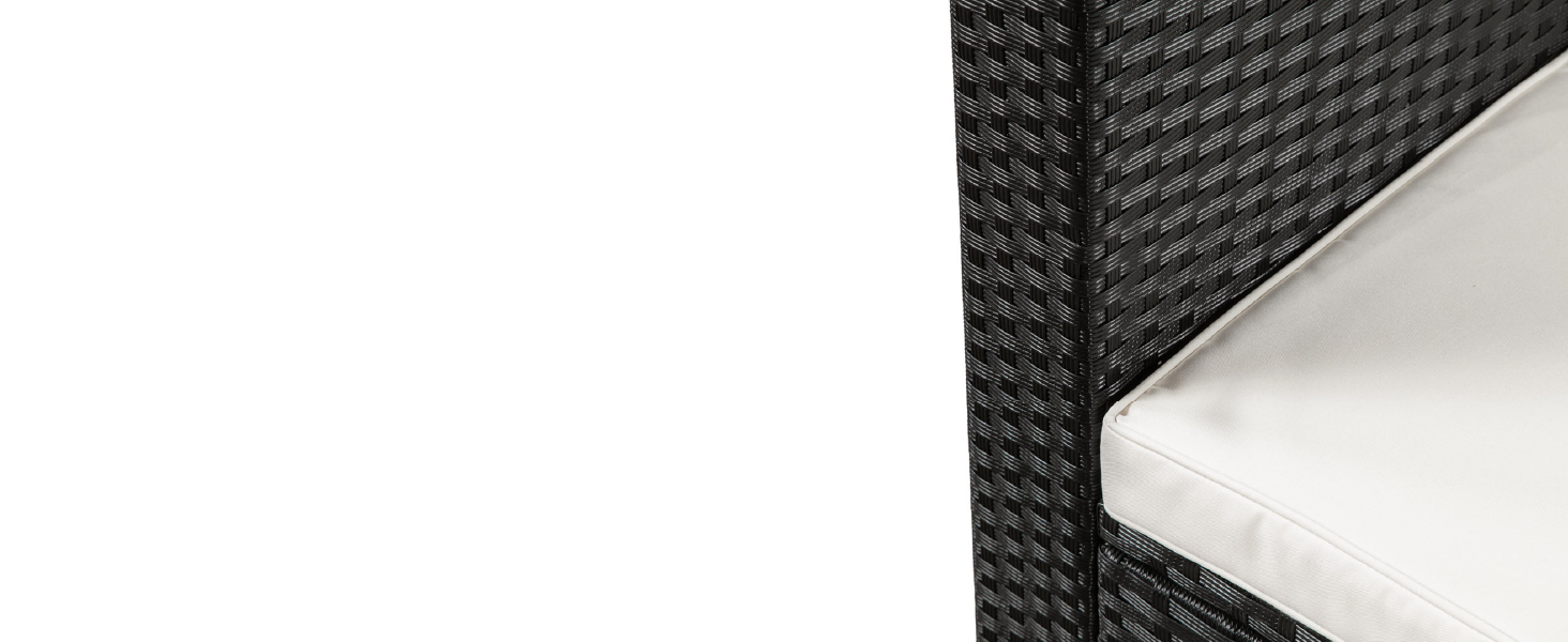 Juskys Lounge Punta Cana L: Комплект садово-розкішних меблів для 4-5 осіб (софа 3 місця, крісло, пуф, столик, подушки). Чудовий вибір для саду, тераси та балкону. Водостійкий набір меблів для відпочинку. Чорний/Крем.