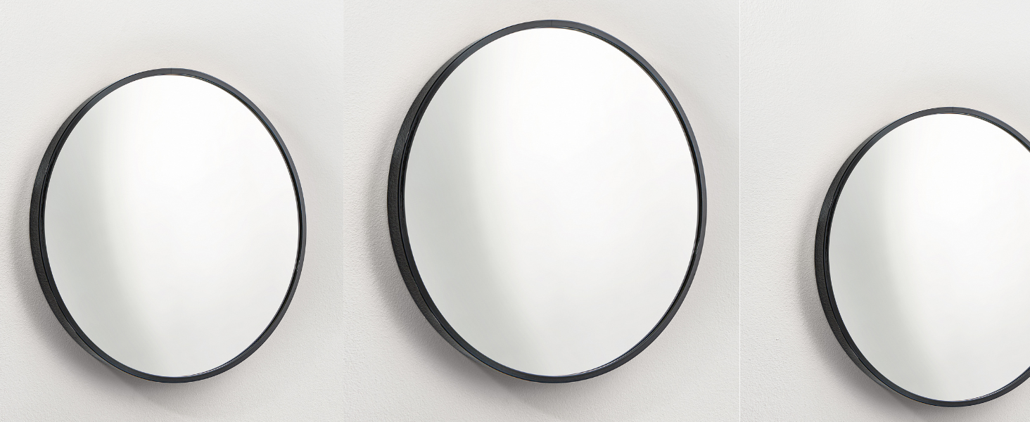 Круглий настінний дзеркало GOLD&CHROME UNIQUE DESIGN чорного кольору - 50 x 50 см, для ванної кімнати та макіяжу, з алюмінію, декоративне, велике, 2 роки гарантії