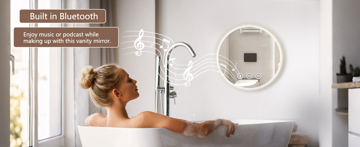 Дзеркало для ванної кімнати Habison з підсвічуванням 70x70 см LED, з годинником, сенсорним вимикачем, регулюванням яскравості, захистом від запотівання, 3-х кратним збільшенням, Bluetooth