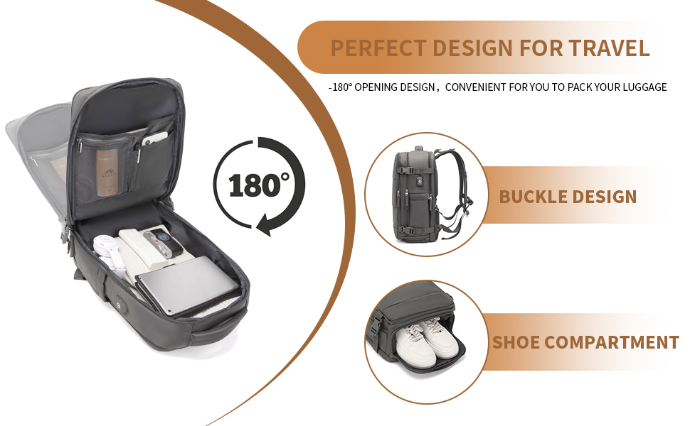 Рюкзак KONO для ручної поклажі 42x30x20, 25L, з відділом для ноутбука, сірий, для подорожей та спорту