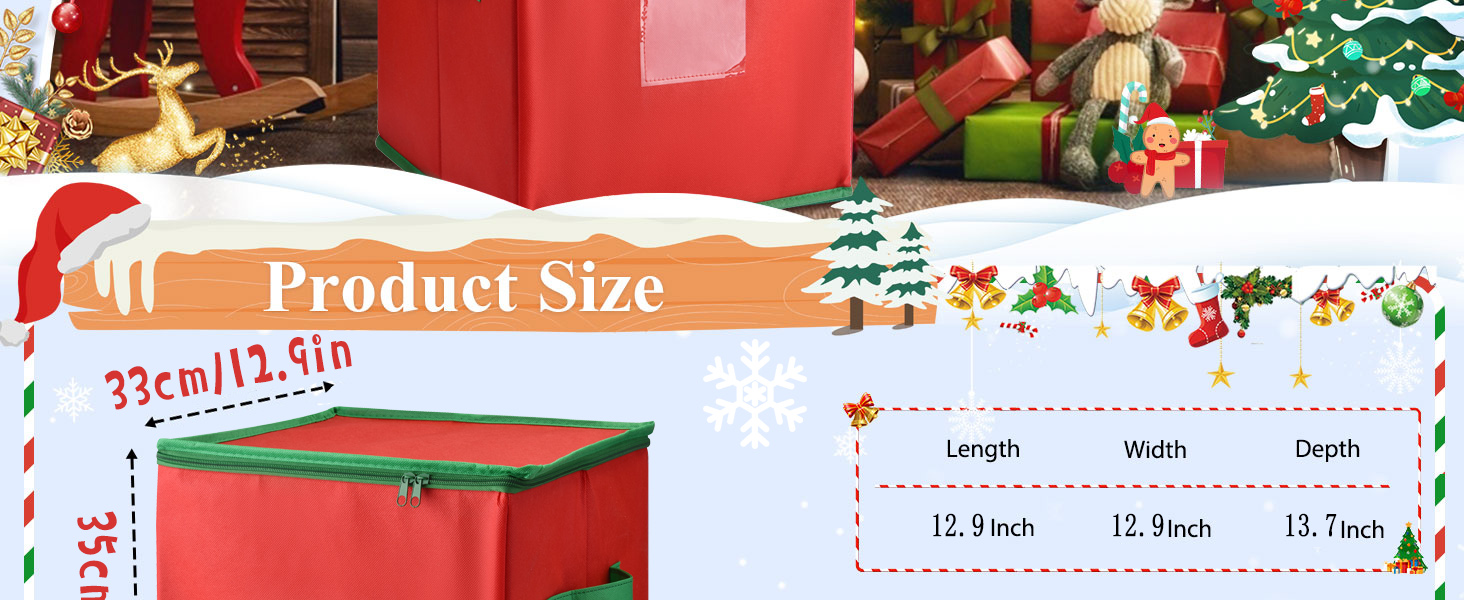 Коробка для зберігання новорічних прикрас VITEVER з регульованими перегородками, 64 кишеньки, 32x32,5x33 см