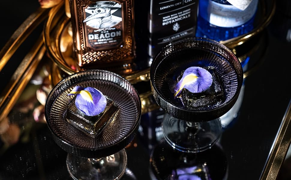 GLASSIQUE CADEAU Набір келихів для коктейлів та шампанського, 4 шт., 200 мл, арт-деко, димчасто-сірий кришталь