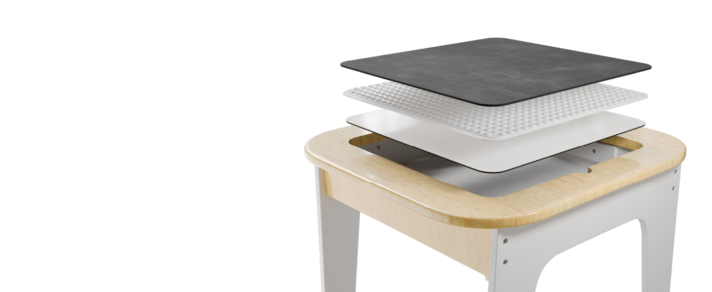 Дитячий стіл та комплект з 2 стільців Juskys Milou - дерев'яний ігровий стіл з місцем для зберігання, дитяча меблі для малювання та ігор (натуральне дерево)