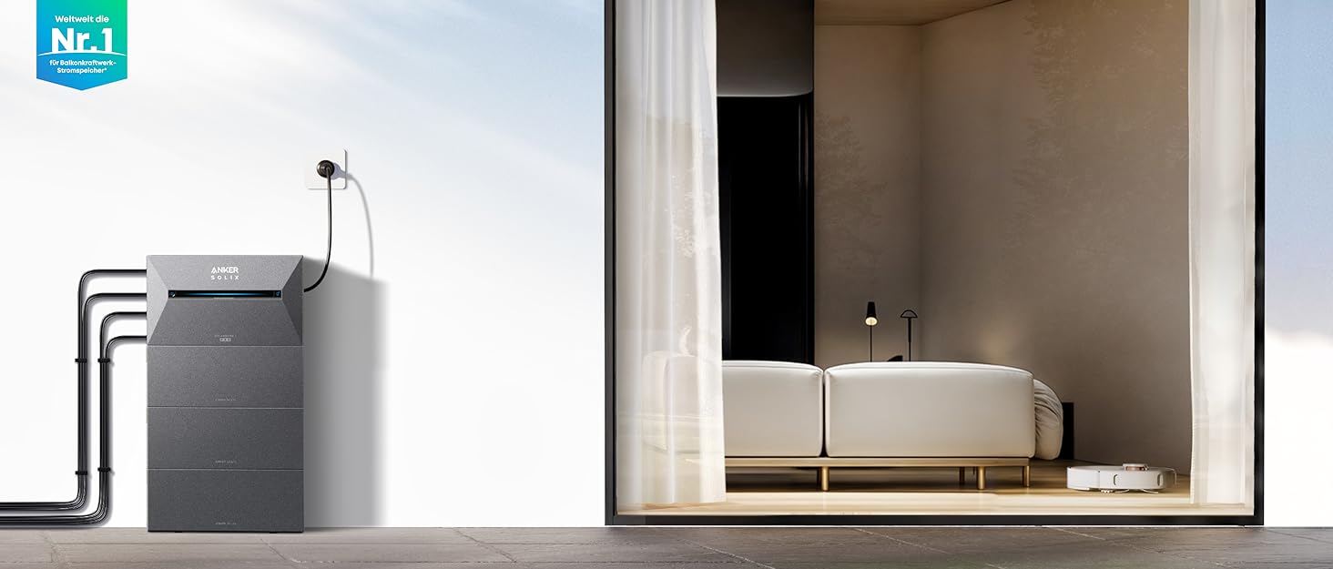 Anker SOLIX: Сонячна електростанція для балкона (890W | 1600Wh) з акумулятором, 2 MPPT, 2 сонячні панелі, 1600Wh, 2x 445W Topcon, кріплення