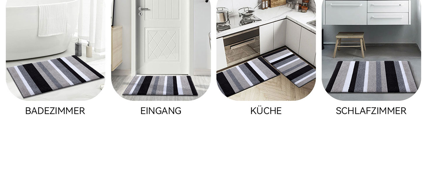 Набір килимків для ванної кімнати Homaxy (2 шт.) з мікрофібри, 40x60 см + 50x80 см, зелено-сірий, вбираючі, м'який, з високим ворсом