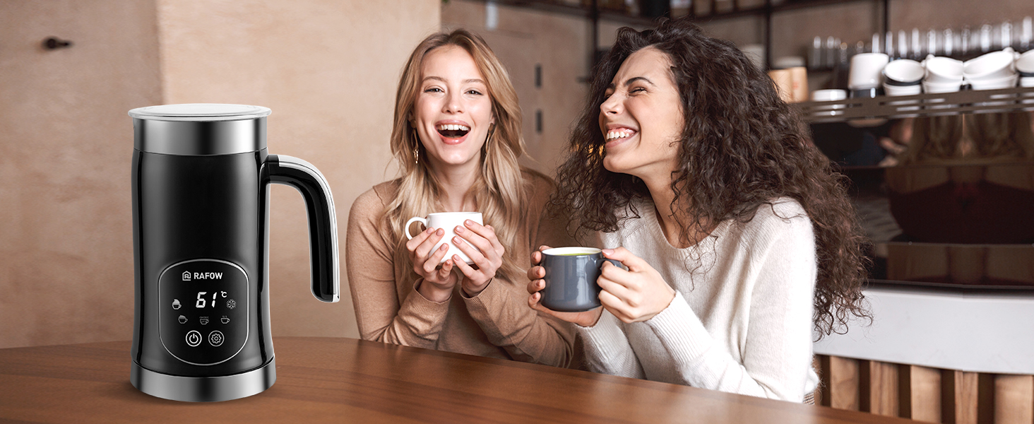 Електричний спінювач молока 5 в 1 з LED-дисплеєм, 350 мл - для капучино, лате, гарячого шоколаду