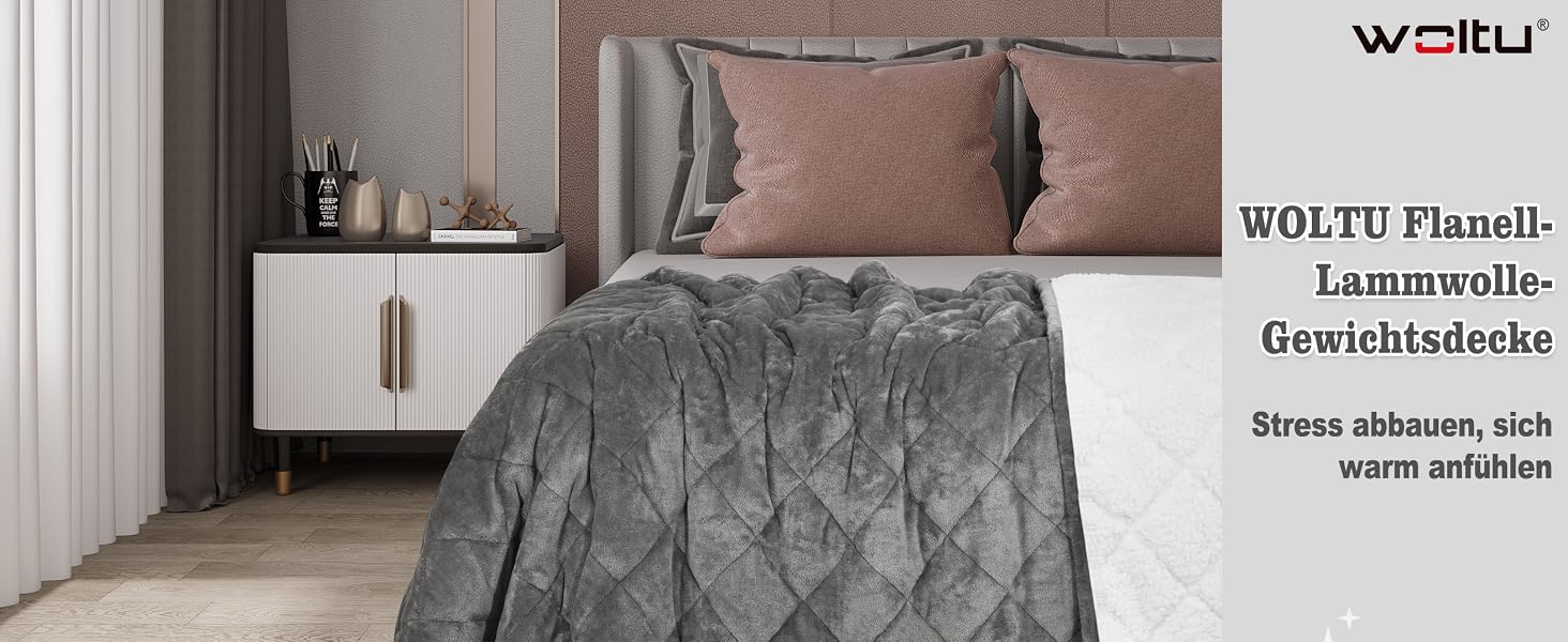 Обтяжувальна ковдра WOLTU для дорослих, 9 кг, 150x200 см, сіра — антистрес ковдра для глибокого сну та розслаблення