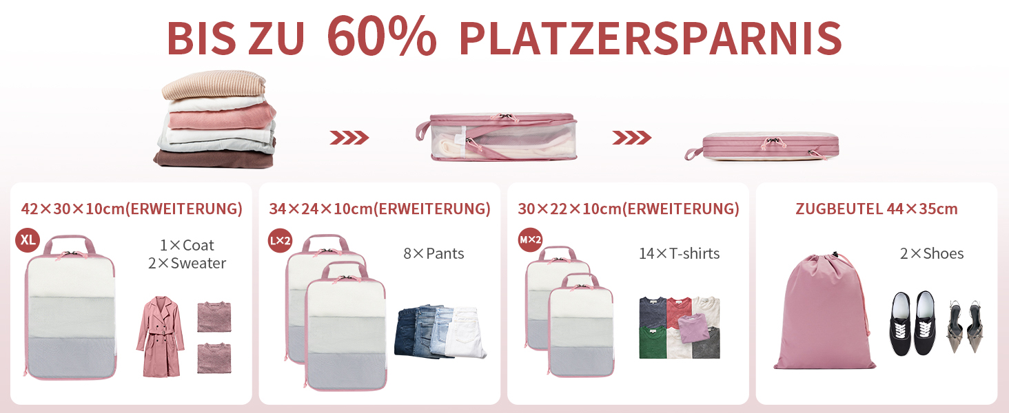 Набір компресійних органайзерів для валізи та рюкзака ECOHUB, 6 предметів, ультралегкі пакувальні куби з сітки для ручної поклажі, екологічні (Зелений)
