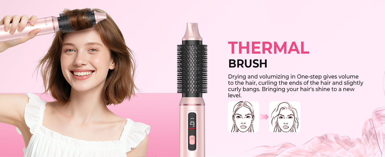 Atopskins Airbrush Haarstyler 5-в-1: Фен-щітка, стайлер для волосся з гарячим повітрям, випрямляч, плойка (Червоний)