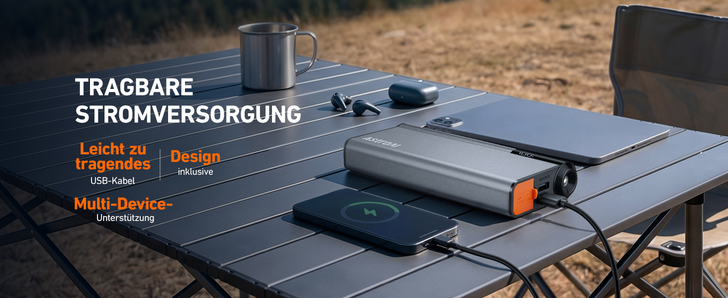Бустерний пускач AstroAI Powerbank 8000A для автомобіля та мотоцикла, помаранчевий