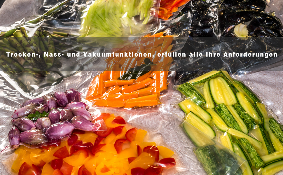 Вакууматор для продуктів ESoundvol 8-в-1 з LED-дисплеєм, вбудованим різаком та контролем температури, 10 пакетів у комплекті