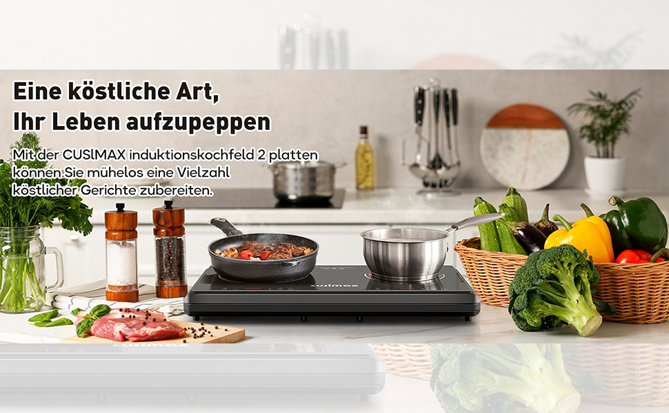 Двоконфорочна електрична плита CUSIMAX 3500W з інфрачервоним нагрівом, склокераміка, LED дисплей, таймер, сенсорне керування, захист від дітей, чорний колір