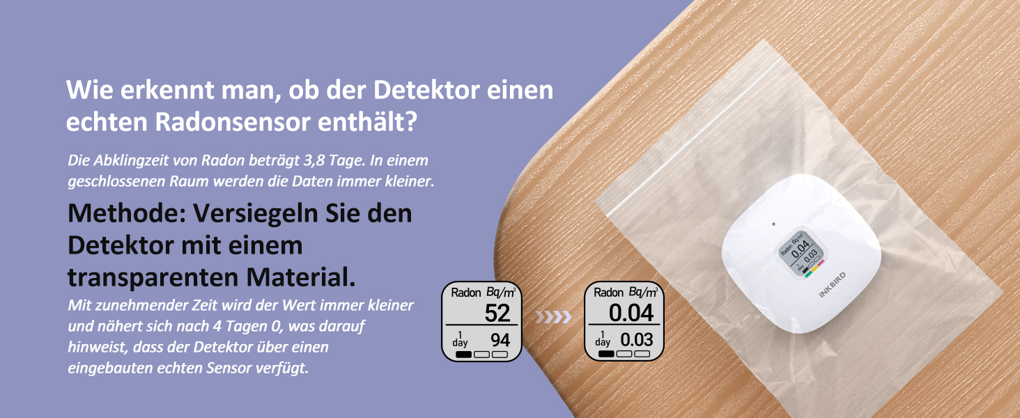 Детектор радону Inkbird Ink-RD1: коротко- та довгострокова перевірка рівня радону, EU-Bq/m³ версія, для дому, офісу, гаража