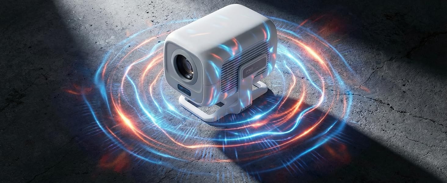 Smart-проектор Beamer 4K Full HD 1080P для домашнього кінотеатру, 700 ANSI люмен, Netflix, Dolby Audio, автофокус та автоматична корекція трапеції, короткофокусний, білий