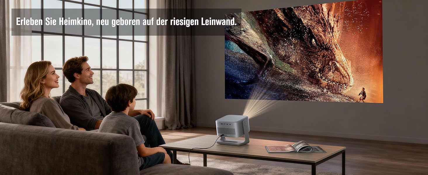 Смарт-проектор VISSPL 4K Home Cinema, 30000 Люмен, 3D Dolby Audio, Автофокус, WiFi 6, Bluetooth, 360° підставка, сірий