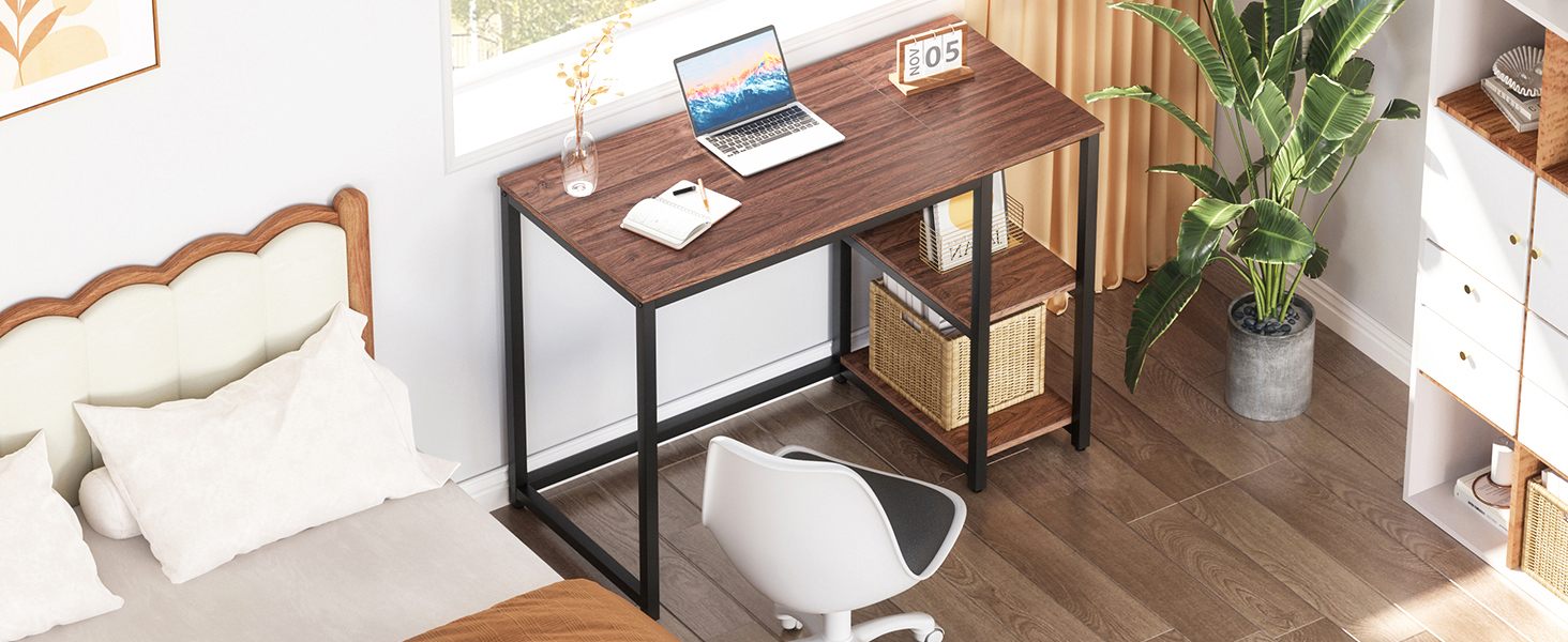 Комп'ютерний стіл WOHOMO білий 100см з місцем для зберігання, для дому та офісу