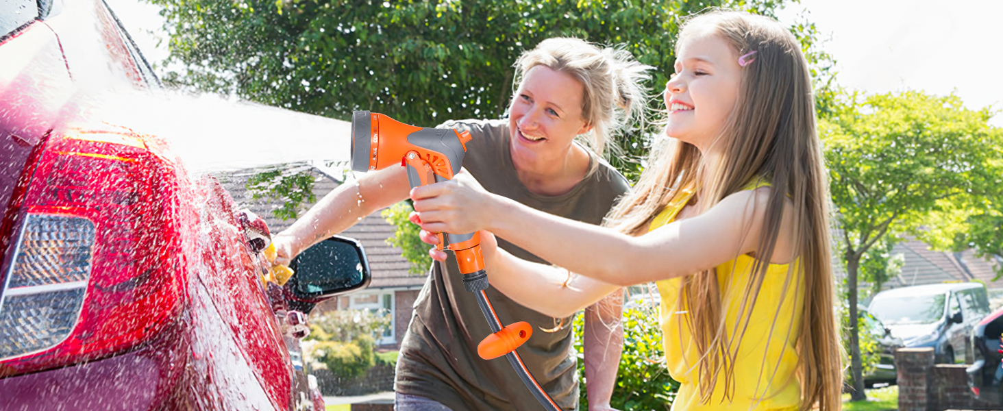Шланговий барабан з шлангом для саду, настінний, поворотний на 180°, автоматичне змотування, шланговий бокс з ручною лійкою (9 функцій), для поливу, миття авто (сіро-помаранчевий, 20м)