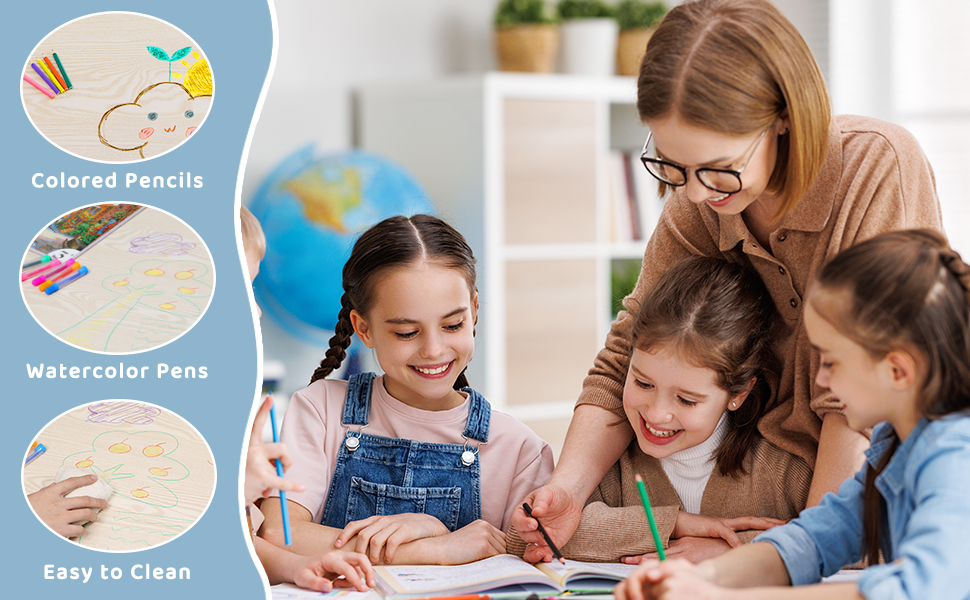 Дитячий стіл з 6 стільцями - дитячий меблевий набір для дитячого садка та кімнати, регульований стіл, пластикові меблі, комплект для хлопчиків та дівчаток (сірий)