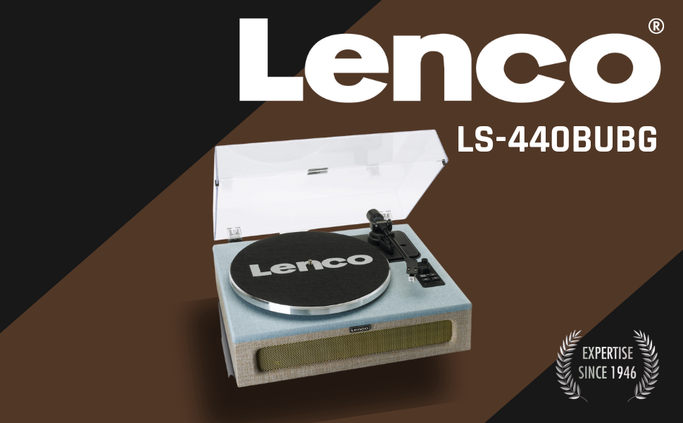 Програвач вінілу Lenco LS-430 з Bluetooth, вбудованими динаміками 40 Вт, пасиковим приводом, регулюванням швидкості, фонокоректором, RCA і AUX, чорний