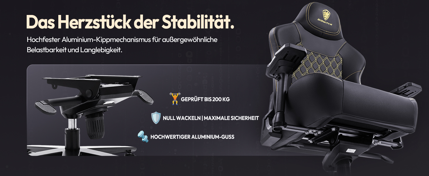 Ігровий крісло Dowinx для геймерів, офісне крісло з підлокітниками 4D та масажем попереку, чорне, витримує до 200 кг