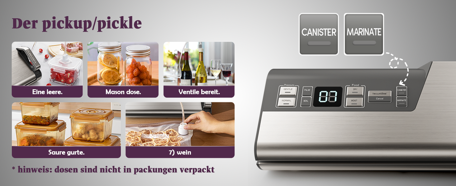 Вакууматор Mesliese для продуктів, 140 Вт, 95 кПа, з подвійним швом, вбудованим різаком та відсіком для рулонів, сірий