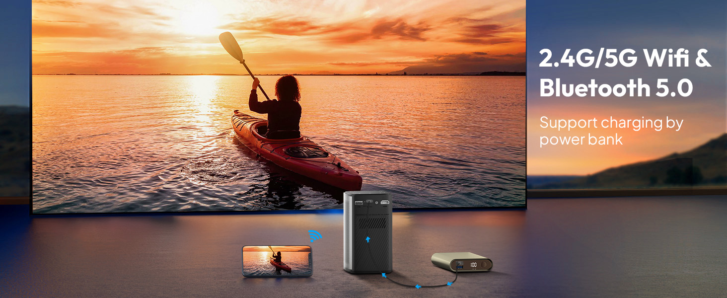 BYINTEK P70 Mini 3D проектор: портативний LED проектор з Wi-Fi, Android 9.0, підтримка 1080P/4K, акумулятор, сумка та штатив (сірий)