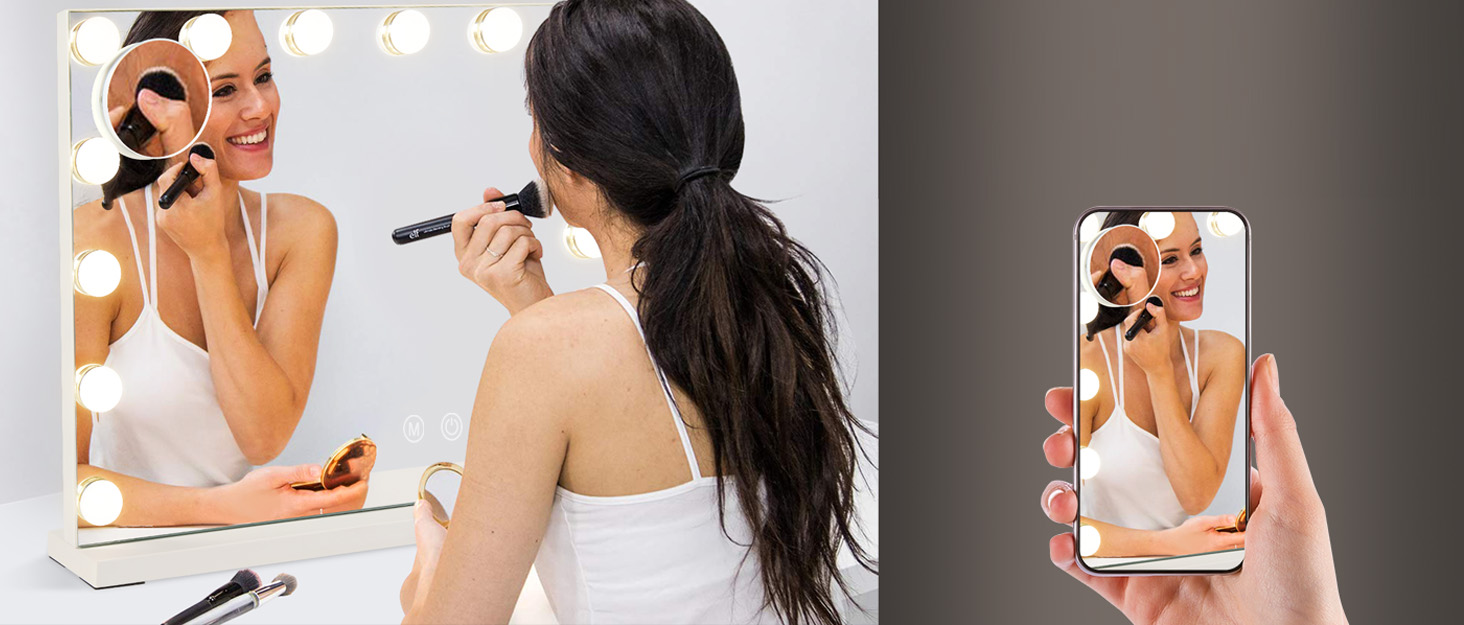 Дзеркало для ванної кімнати Mursche з підсвічуванням LED, 50x70 см, IP44, сенсорний вимикач, годинник, протитуманна функція, регулювання яскравості, 3000K-6500K, прямокутна форма