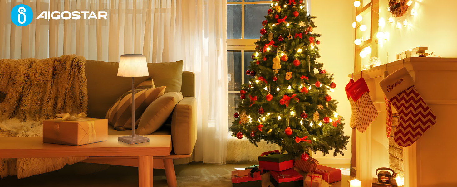 Aigostar LED акумуляторна настільна лампа бездротова, торшер з сенсорним керуванням, 3 режими кольору, IP54 вологозахист, для дому та саду (Світло-коричневий)