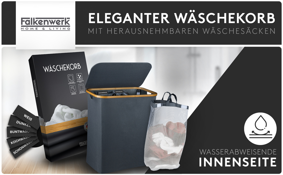 Кошик для білизни з кришкою 145L, водовідштовхуючий, 3 відділення, знімні мішки для білизни, складна коробка для білизни з інструкціями по пранню