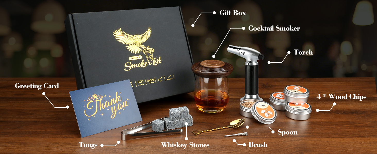 Набір для копчення коктейлів: 4 дерев'яні чіпси, аксесуар для віскі, коктейлів, кави, бурбону та м'яса