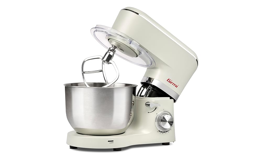 Міксер Girmi IM47 з нержавіючої сталі, 1500 Вт, 6 л, 10 швидкостей, для тіста до 2.4 кг