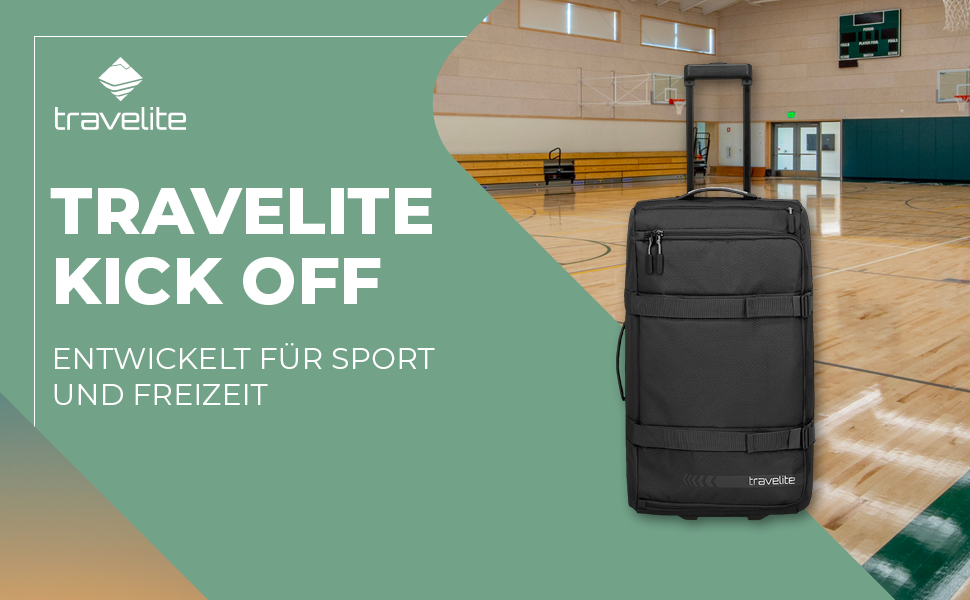 Дорожня сумка на колесах Travelite Kick Off L, 68 см, 65 л, чорна (чомодан-тролей)
