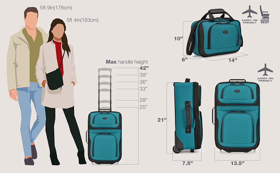 Валіза ручної поклажі U.S. Traveler Rio, 2 колеса, колір кобальтово-синій